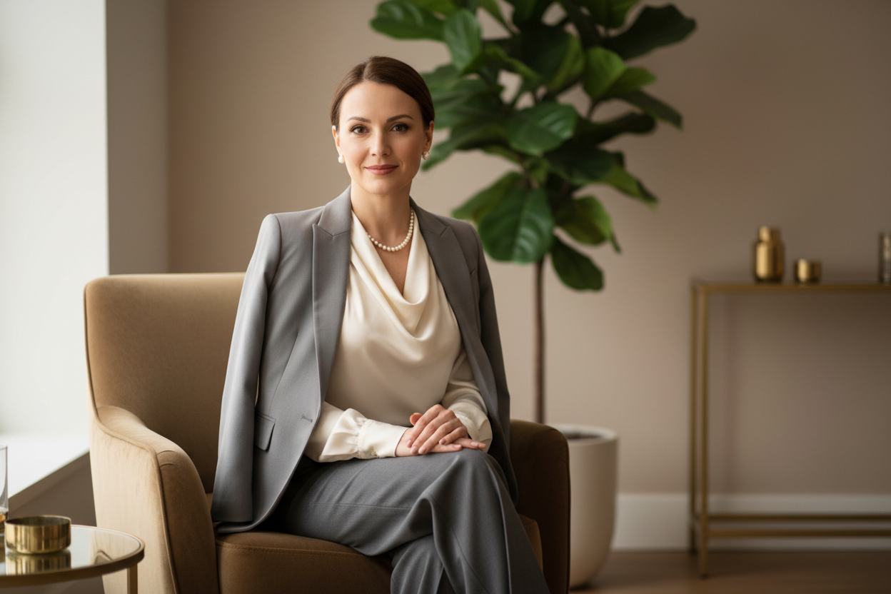 una mujer elegante centada